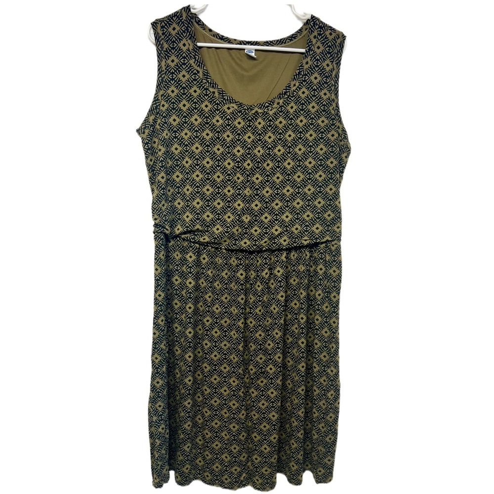 Old Navy Plus Size Geometric Print Olive and Black Midi Length Sundress 2X
